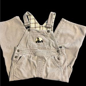 Janie and Jack Grey 2008 Grey Corduroy Panda Bear Overalls 3T